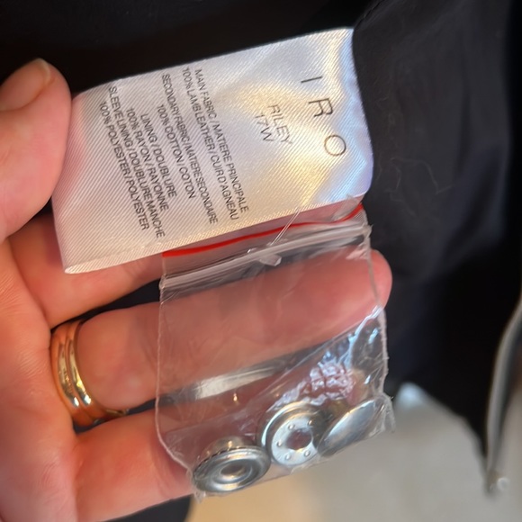 - IRO Women’s Riley Black leather jacket with sequin insert Size 42 - Picture 10 of 11